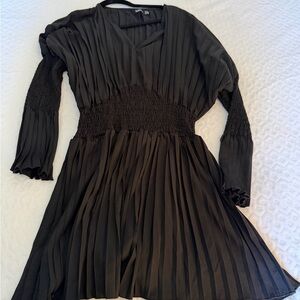 Boohoo Black Pleated Dress